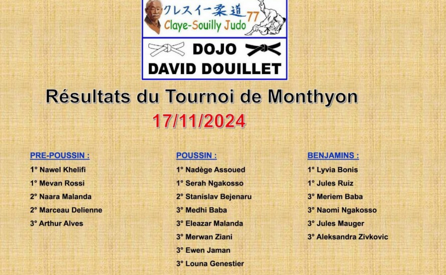 RESULTATS DU TOURNOI DE MONTHYON => 17/11/2024