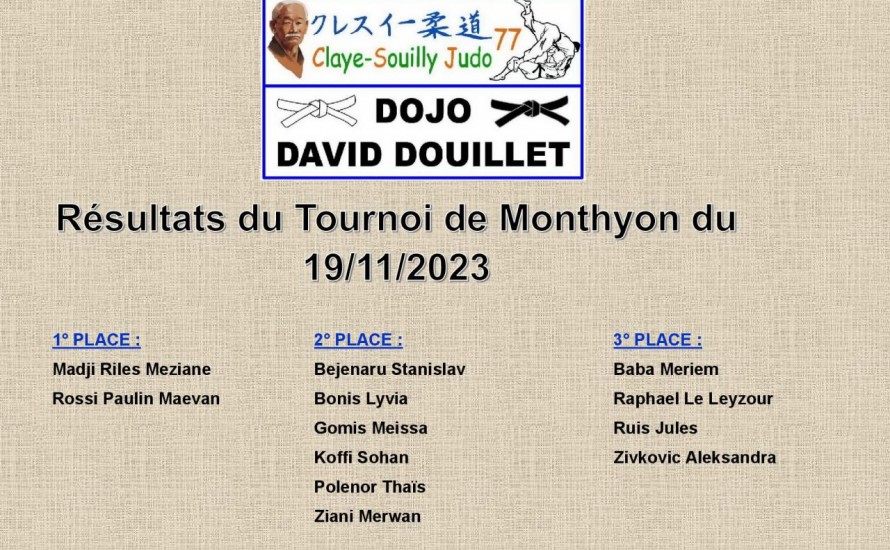 résultats du tournoi de Monthyon du 19/11/2023